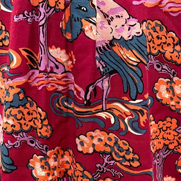 Anthropologie Maeve Darla Button Down Bird Floral Top SZ6 Multi Color Burgundy - Picture 7 of 10